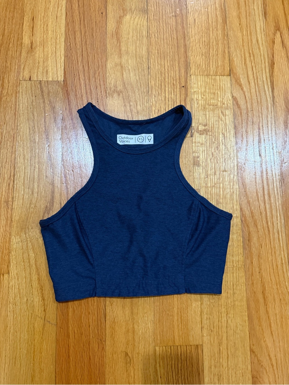 Outdoor Voices Athena High Neck Crop Top Navy Blue XS